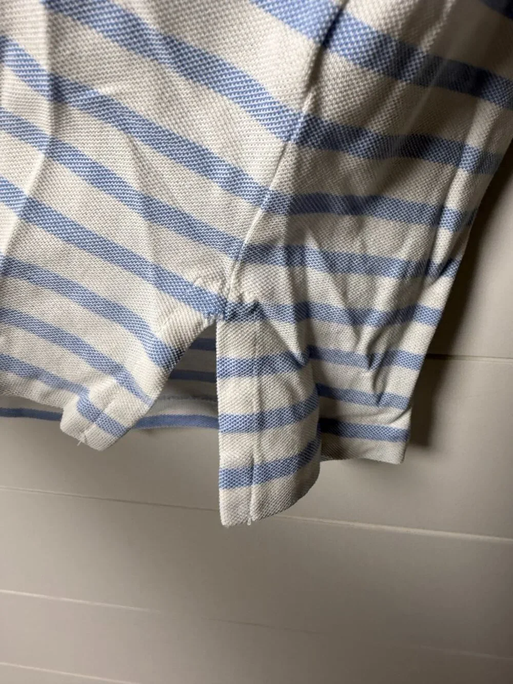 Ralph Lauren Knit Oxford Short Sleeve Polo Blue &n White Stripe 100% Cotton Sz L